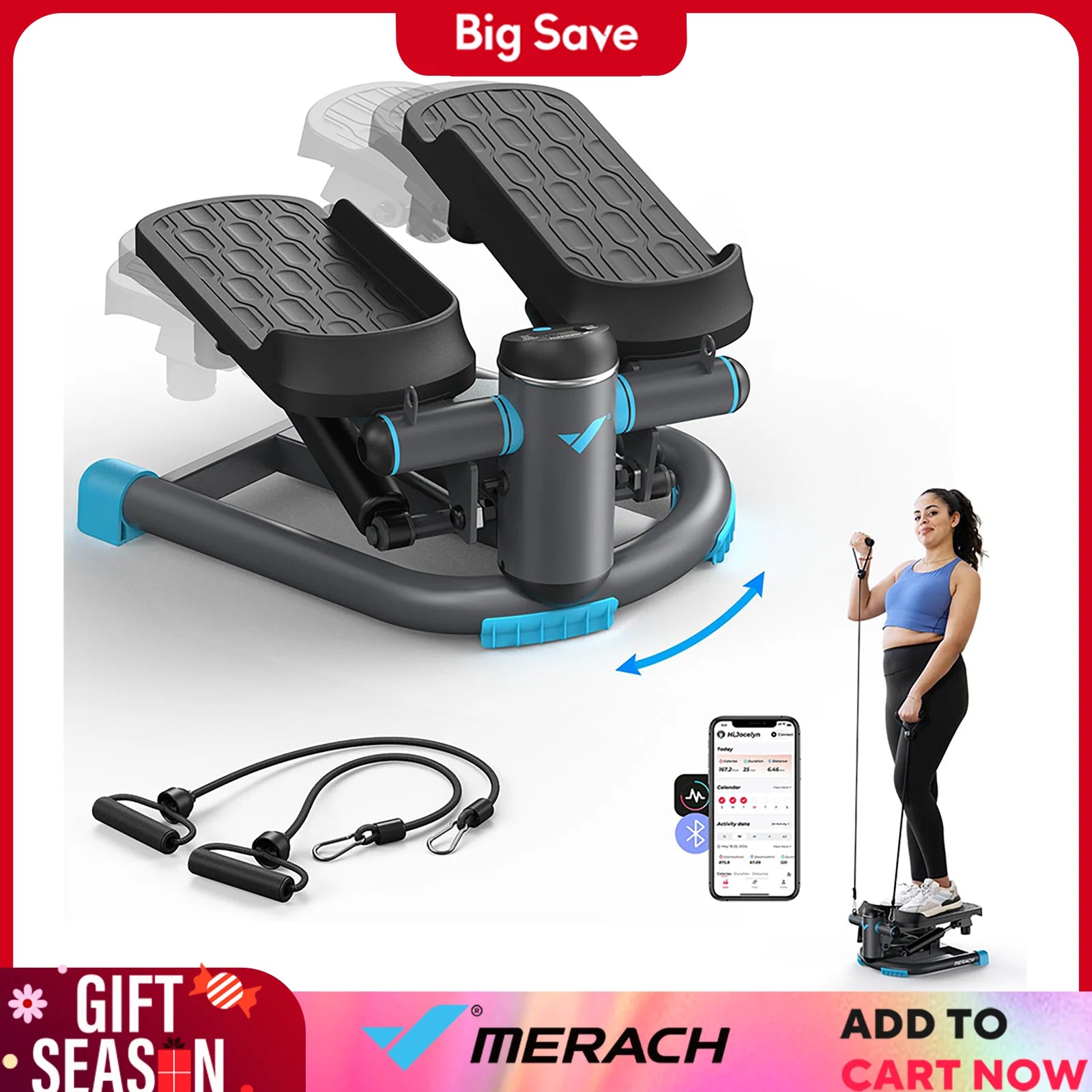 MERACH Stepper Upgrade - Stepper de doble acción con capacidad de 330 libras