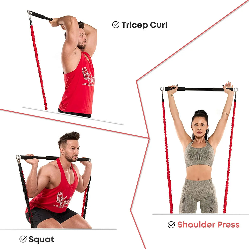 Barra de entrenamiento, juego de bandas de resistencia para fitness, pilates