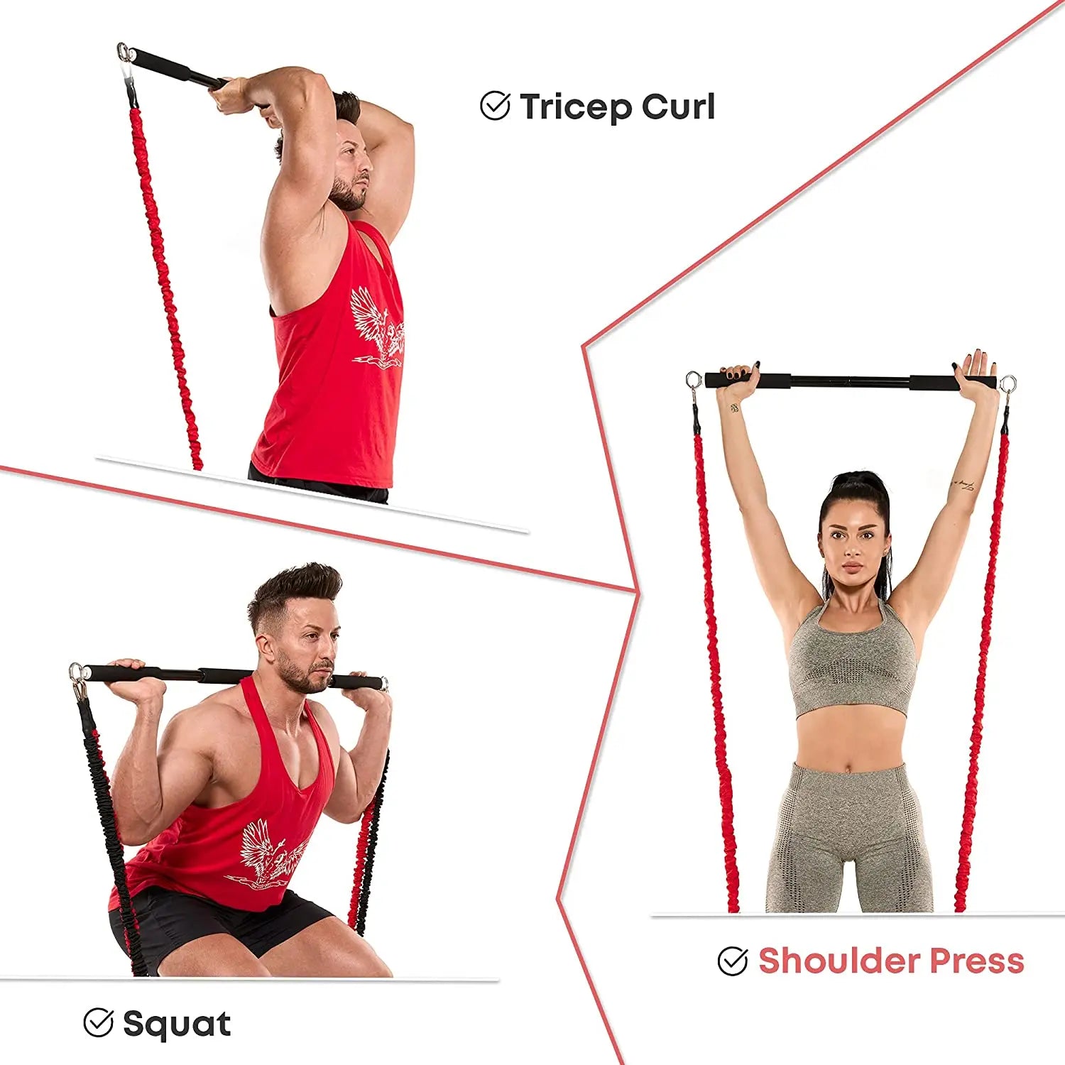 Barra de entrenamiento, juego de bandas de resistencia para fitness, pilates