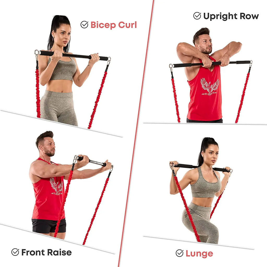 Barra de entrenamiento, juego de bandas de resistencia para fitness, pilates
