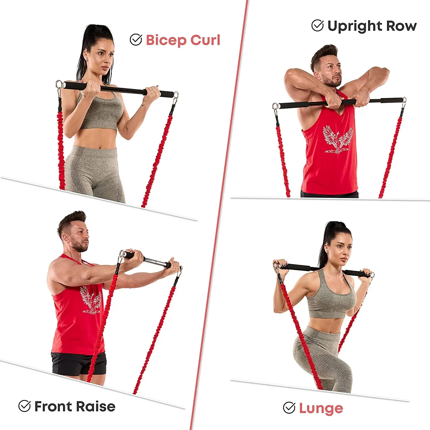 Barra de entrenamiento, juego de bandas de resistencia para fitness, pilates