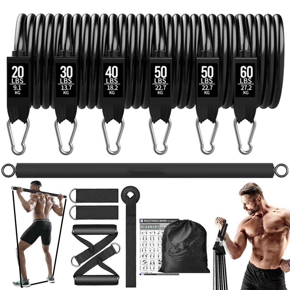 Barra de entrenamiento, juego de bandas de resistencia para fitness, pilates