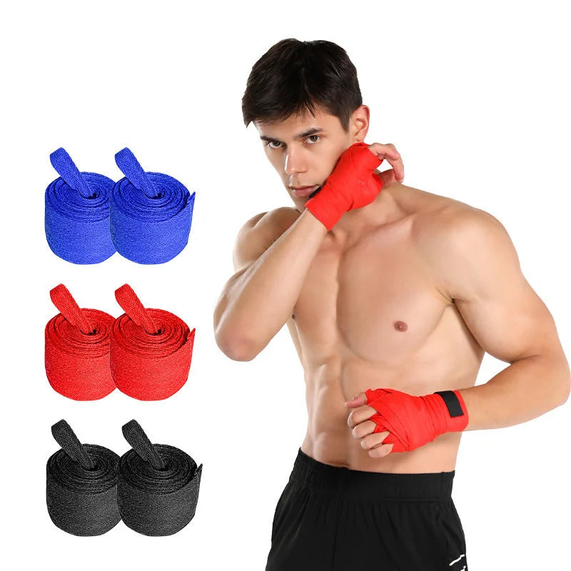 2 rollos de vendas de algodón para boxeo.