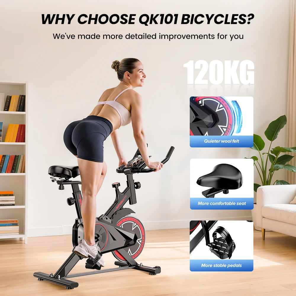 Bicicleta estática para interiores con volante de inercia de 4 kg, silenciosa,