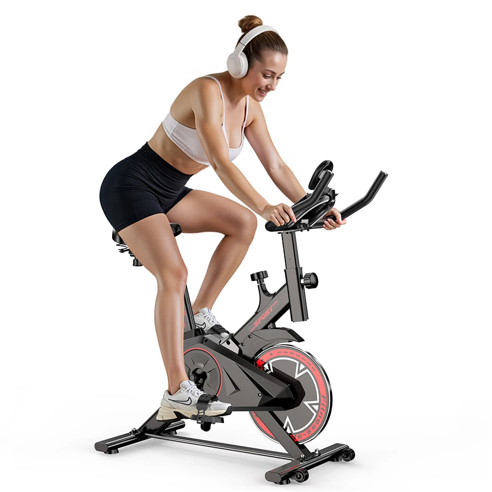 Bicicleta estática para interiores con volante de inercia de 4 kg, silenciosa,