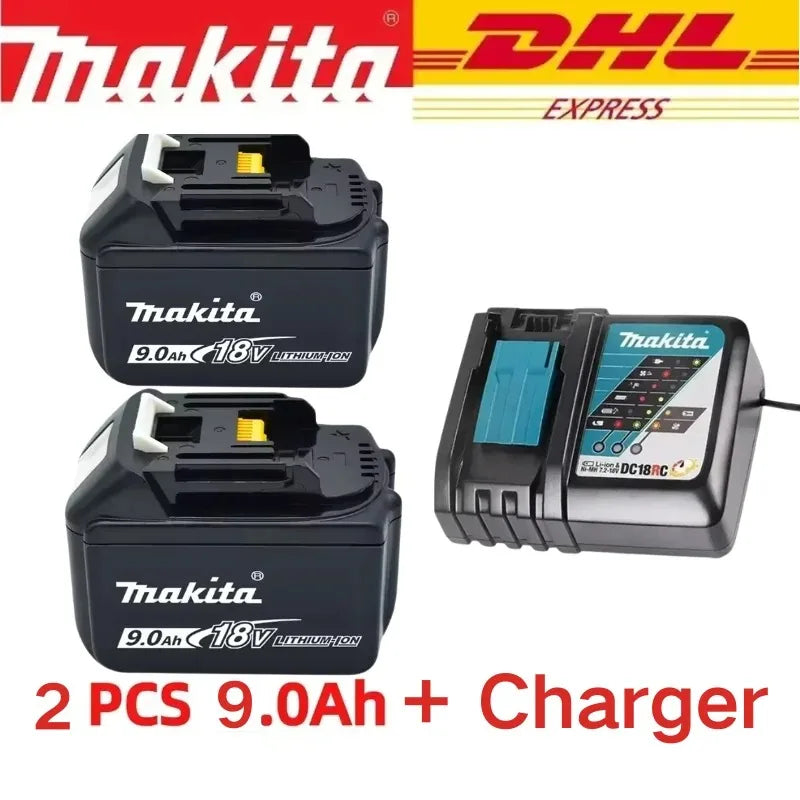 Taladro DDF487 - 2 Baterías 18V 9Ah BL1890B + Cargador DC18RC Compatible para Makita