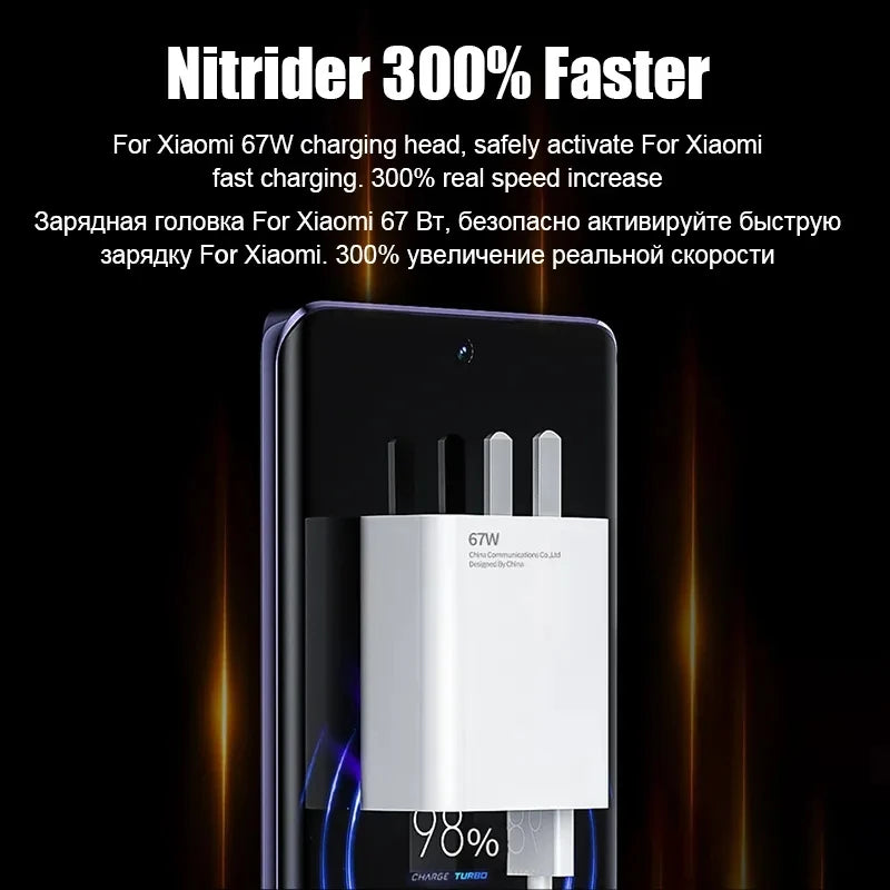 Cargador rápido USB de 67 W para Xiaomi 14, 13, 12, 11, 10 Ultra, Redmi Note.