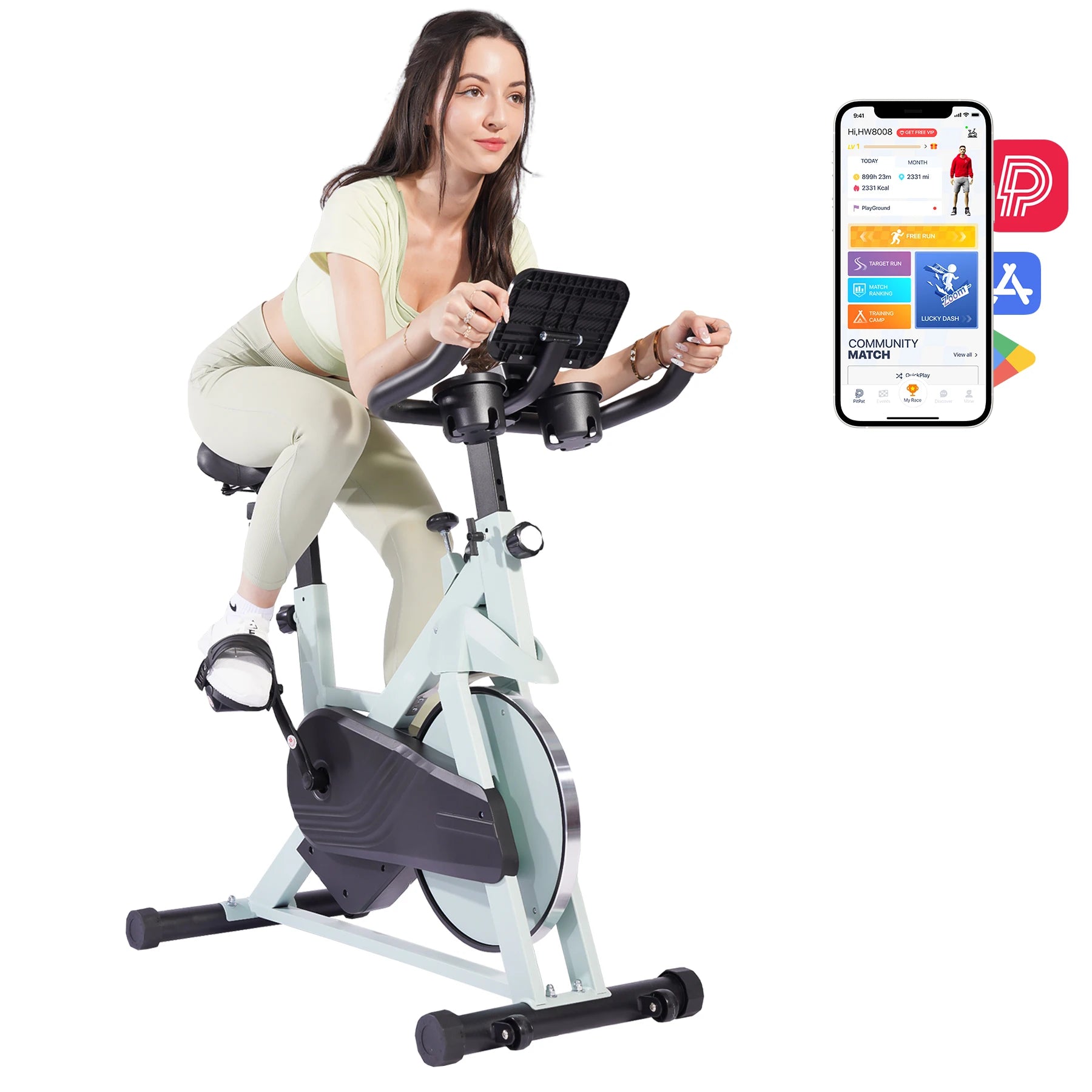 Bicicleta estática con control magnético Superun, soporte grande para tableta