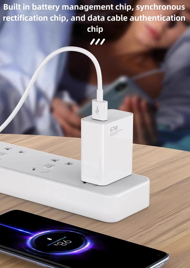 Cargador rápido USB de 67 W para Xiaomi 14, 13, 12, 11, 10 Ultra, Redmi Note.