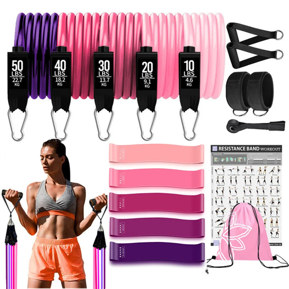 Barra de entrenamiento, juego de bandas de resistencia para fitness, pilates