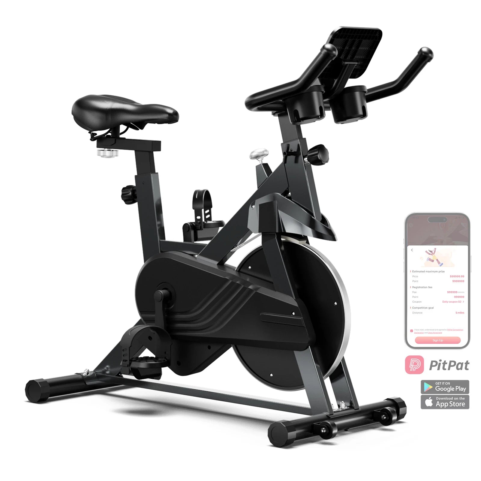 Bicicleta estática con control magnético Superun, soporte grande para tableta