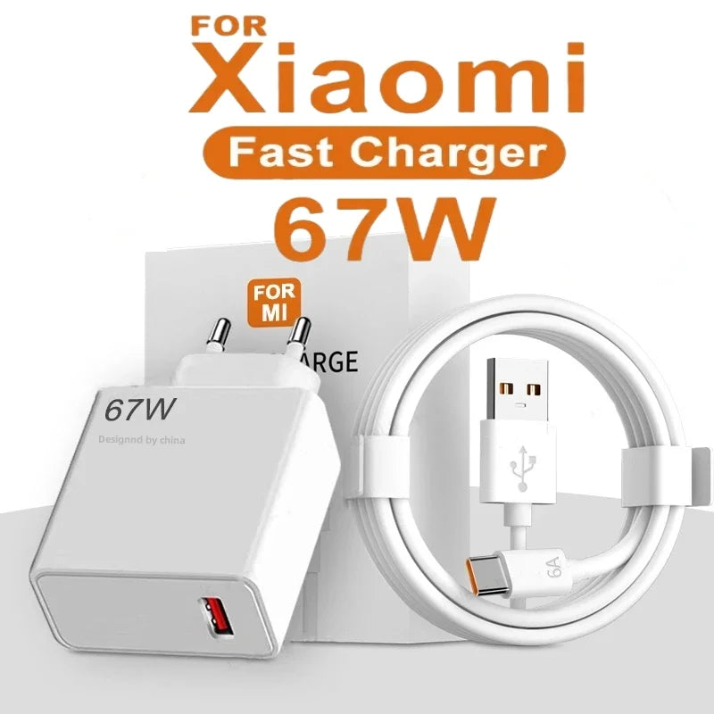 Cargador rápido USB de 67 W para Xiaomi 14, 13, 12, 11, 10 Ultra, Redmi Note.