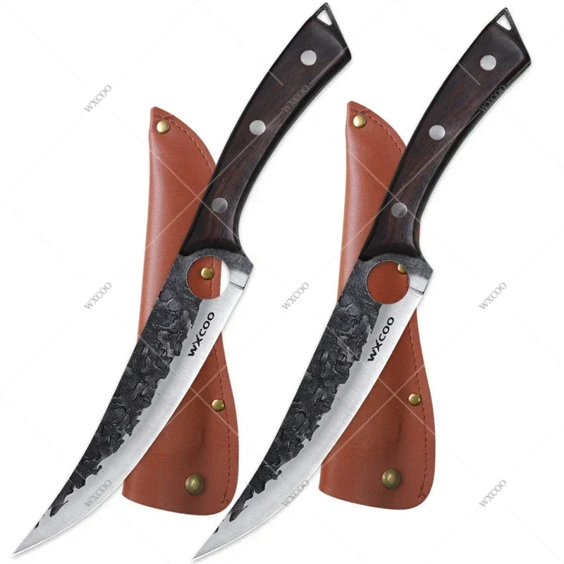 Cuchillo de Cocina Profesional con Mango de Madera - Hoja Forjada a Mano