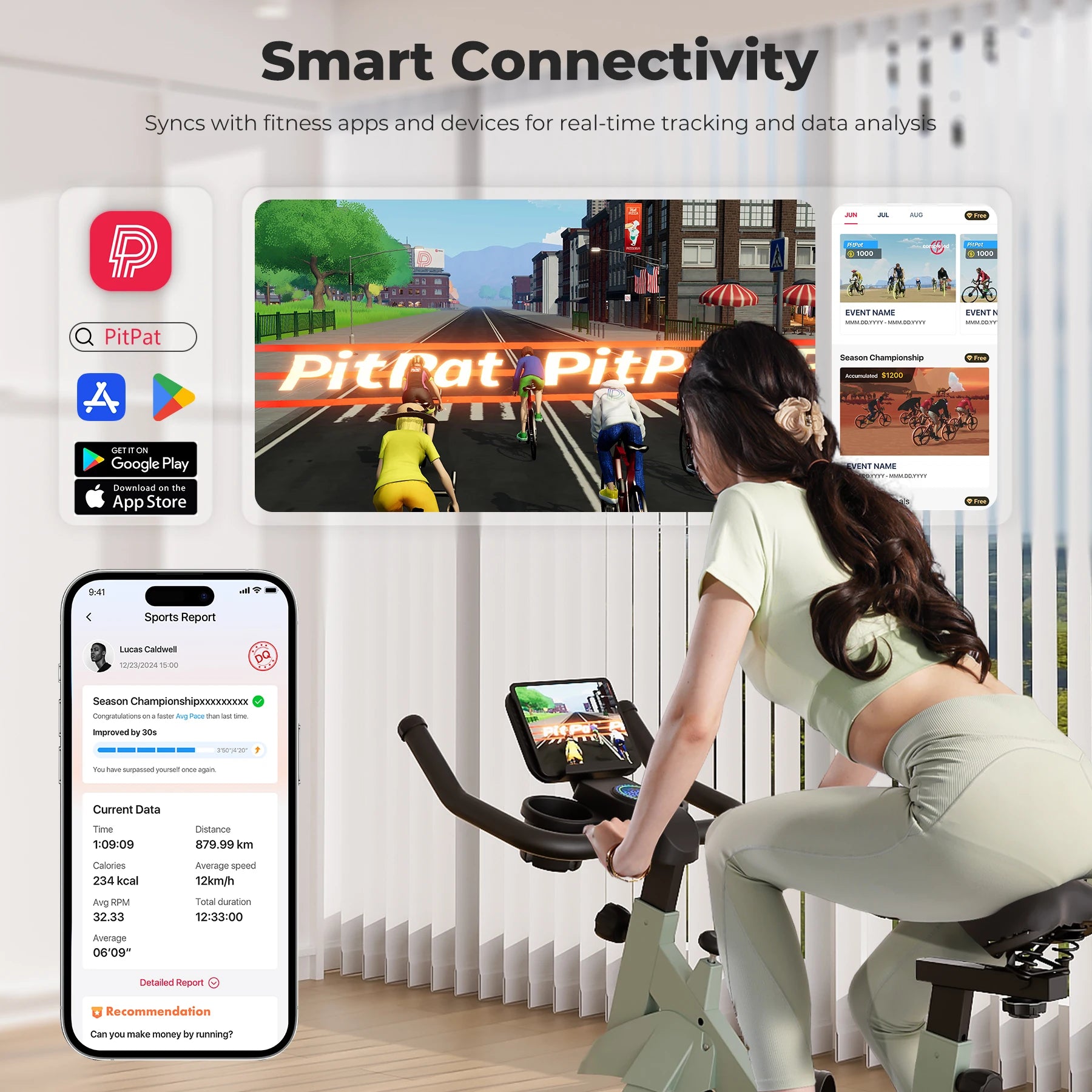 Bicicleta estática con control magnético Superun, soporte grande para tableta