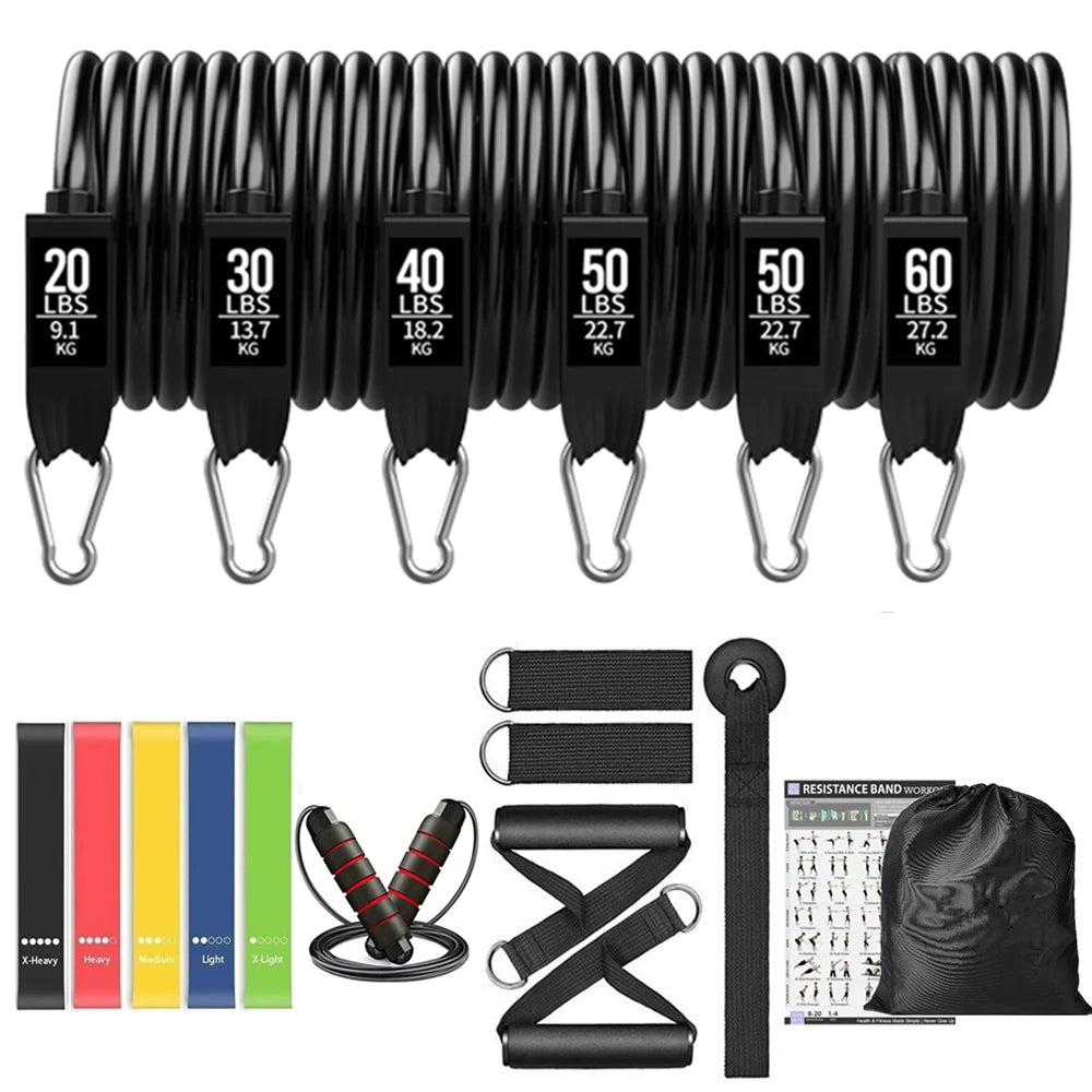 Barra de entrenamiento, juego de bandas de resistencia para fitness, pilates