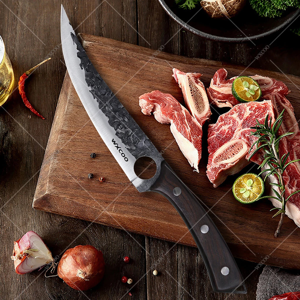 Cuchillo de Cocina Profesional con Mango de Madera - Hoja Forjada a Mano