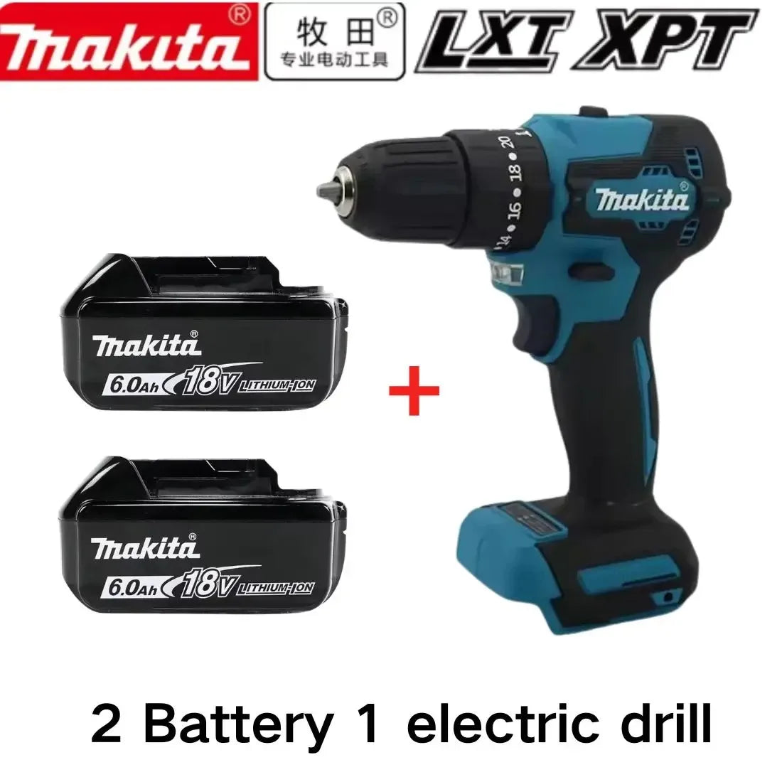 Taladro DDF487 - 2 Baterías 18V 9Ah BL1890B + Cargador DC18RC Compatible para Makita