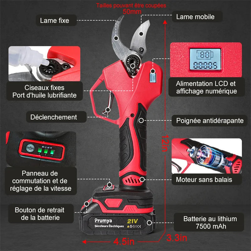 Tijeras de podar eléctricas inalámbricas de 50/40 mm de diámetro