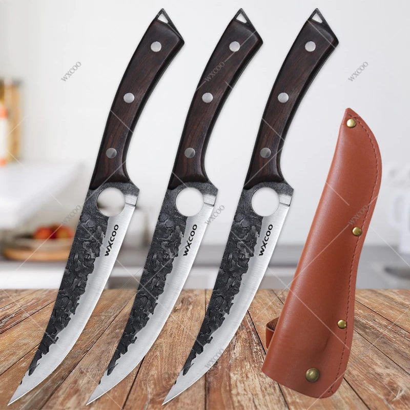 Cuchillo de Cocina Profesional con Mango de Madera - Hoja Forjada a Mano