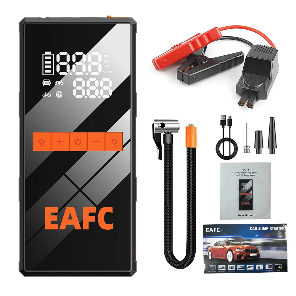 Arrancador de Batería EAFC 4 en 1 - 1200A con Compresor 150PSI y Power Bank