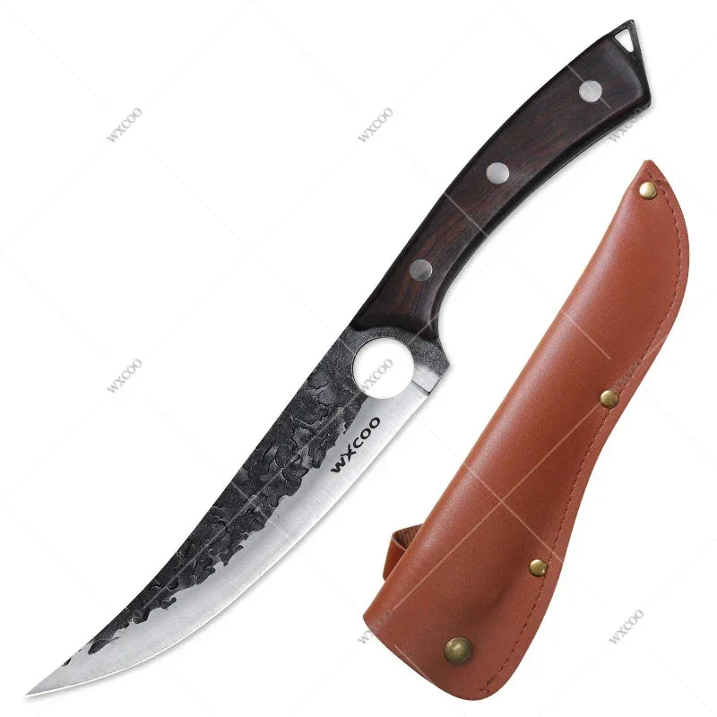 Cuchillo de Cocina Profesional con Mango de Madera - Hoja Forjada a Mano