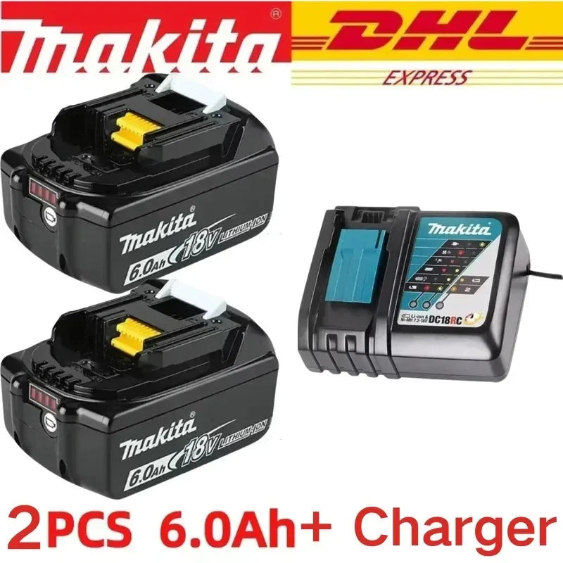 Taladro DDF487 - 2 Baterías 18V 9Ah BL1890B + Cargador DC18RC Compatible para Makita