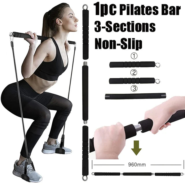 Barra de entrenamiento, juego de bandas de resistencia para fitness, pilates