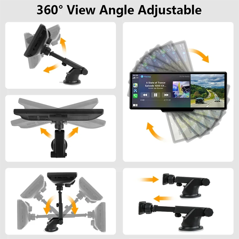 Cámara de salpicadero de 10,26 pulgadas, 4K, reproductor de vídeo