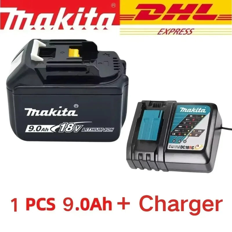Taladro DDF487 - 2 Baterías 18V 9Ah BL1890B + Cargador DC18RC Compatible para Makita