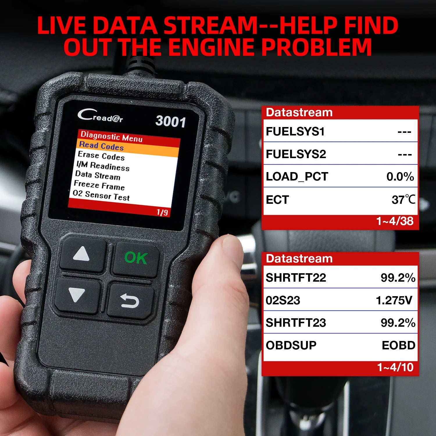 LAUNCH Creader 3001 OBD2 Scanner Lector de códigos de falla del motor