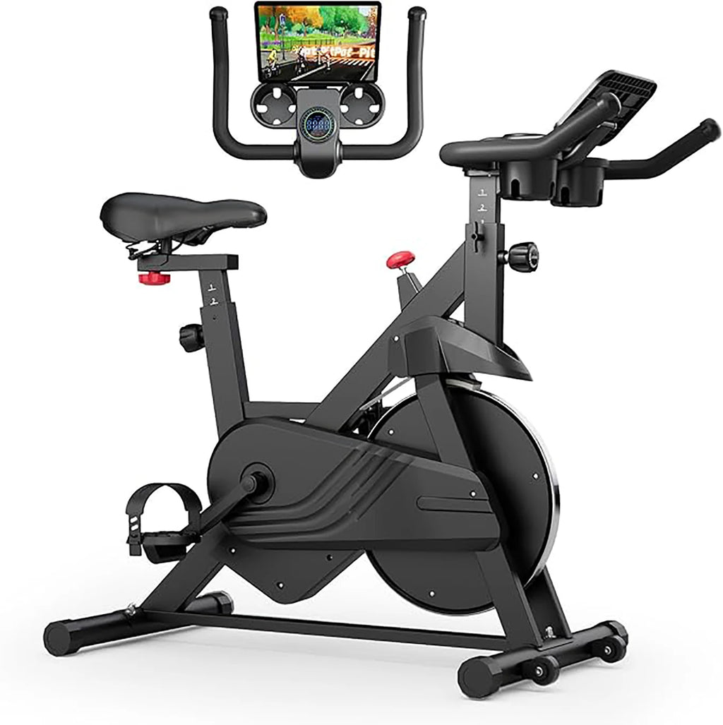 Bicicleta estática con control magnético Superun, soporte grande para tableta