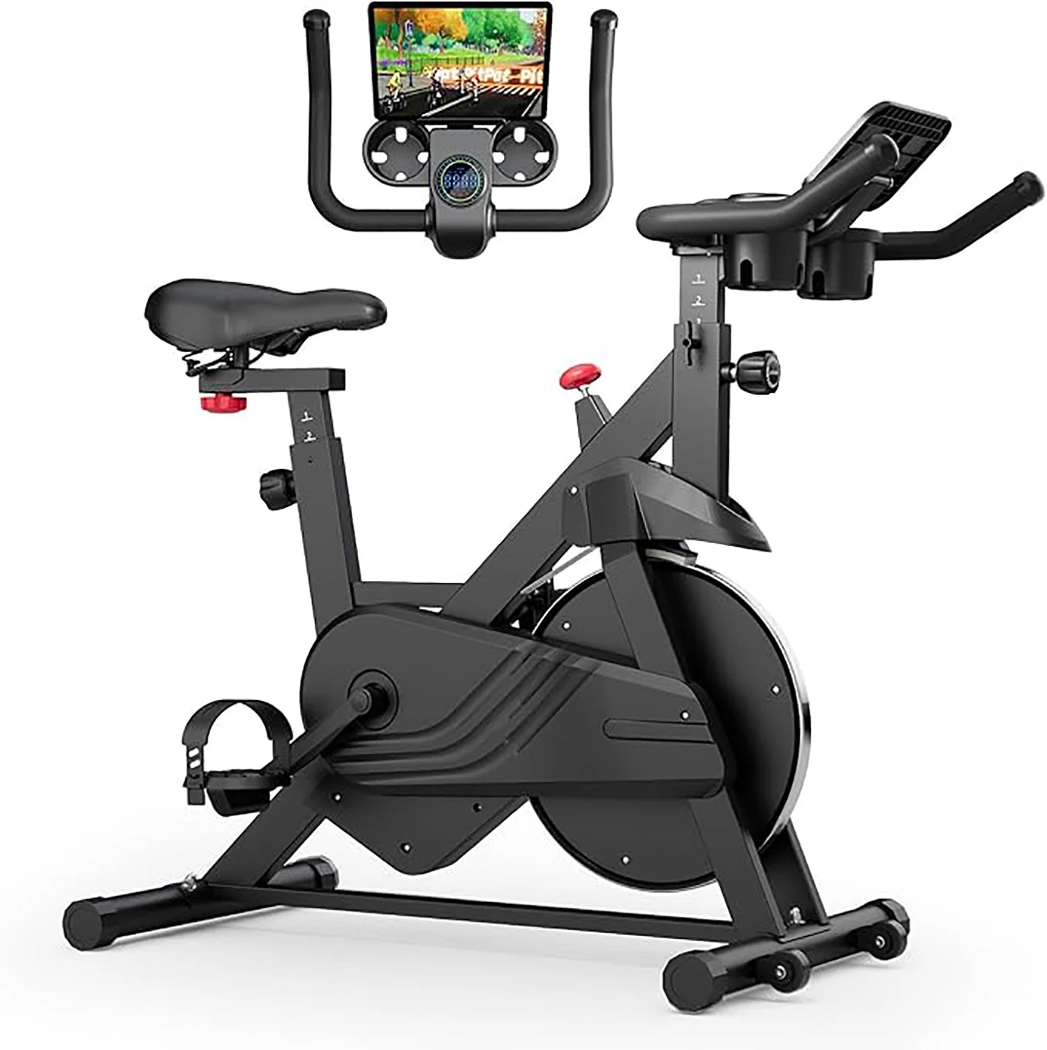 Bicicleta estática con control magnético Superun, soporte grande para tableta