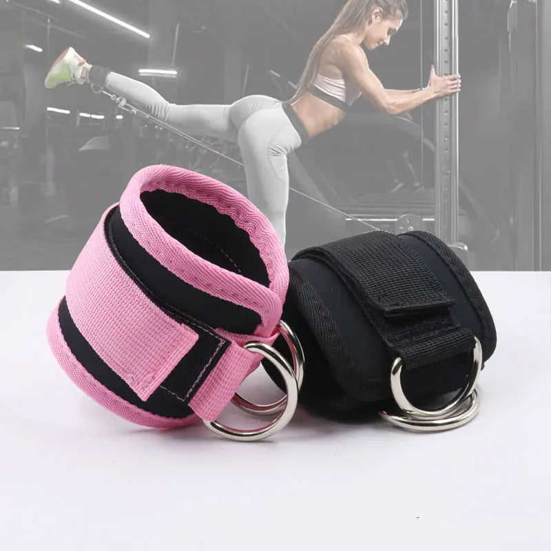 Correas de tobillo para gimnasio, doble anilla en D, puños acolchados