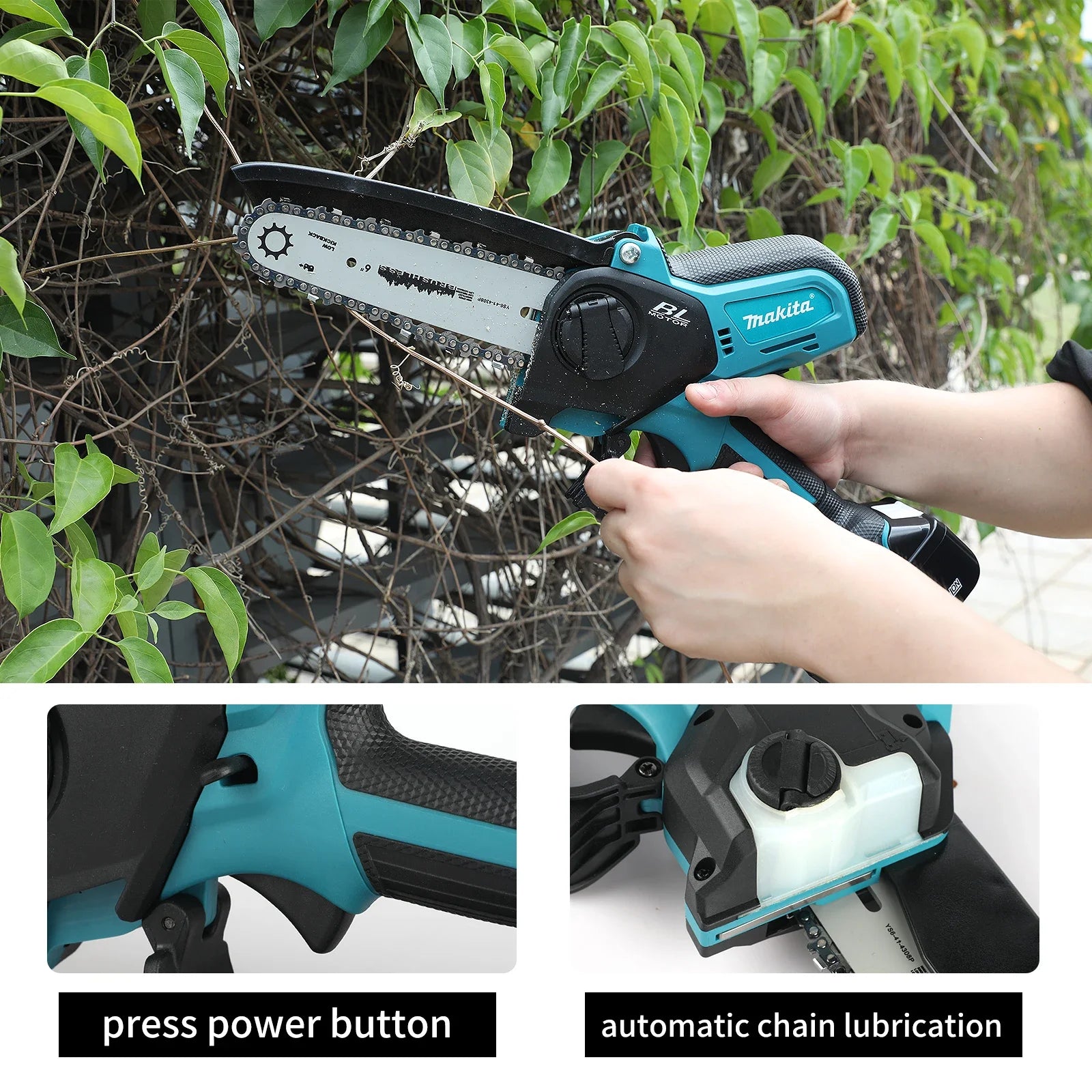 Motosierra inalámbrica Makita de 18 V sin escobillas, 20 mm de recorrido