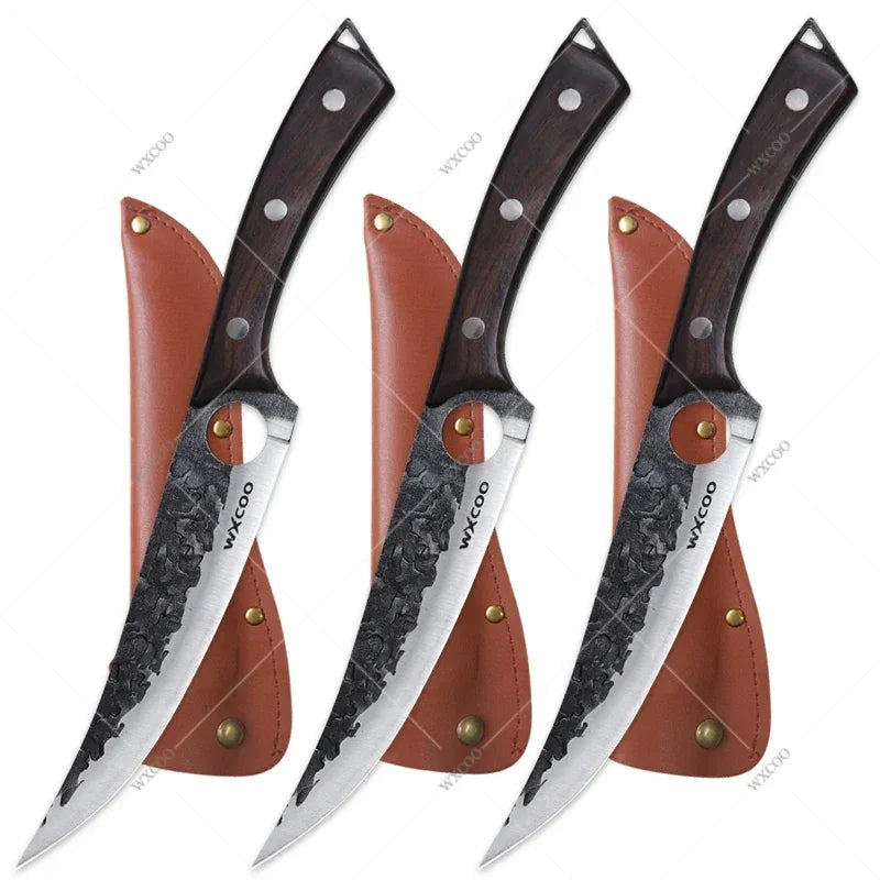 Cuchillo de Cocina Profesional con Mango de Madera - Hoja Forjada a Mano