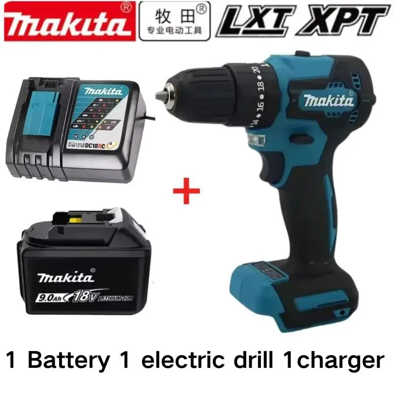 Taladro DDF487 - 2 Baterías 18V 9Ah BL1890B + Cargador DC18RC Compatible para Makita