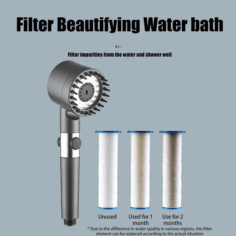 Filtro de ducha de cuatro modos, accesorios de baño, cabezal de masaje