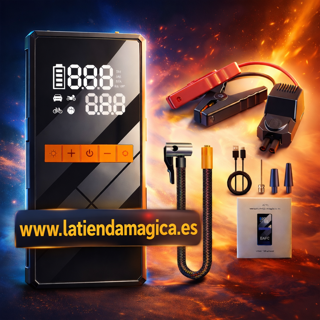 Arrancador de Batería EAFC 4 en 1 - 1200A con Compresor 150PSI y Power Bank