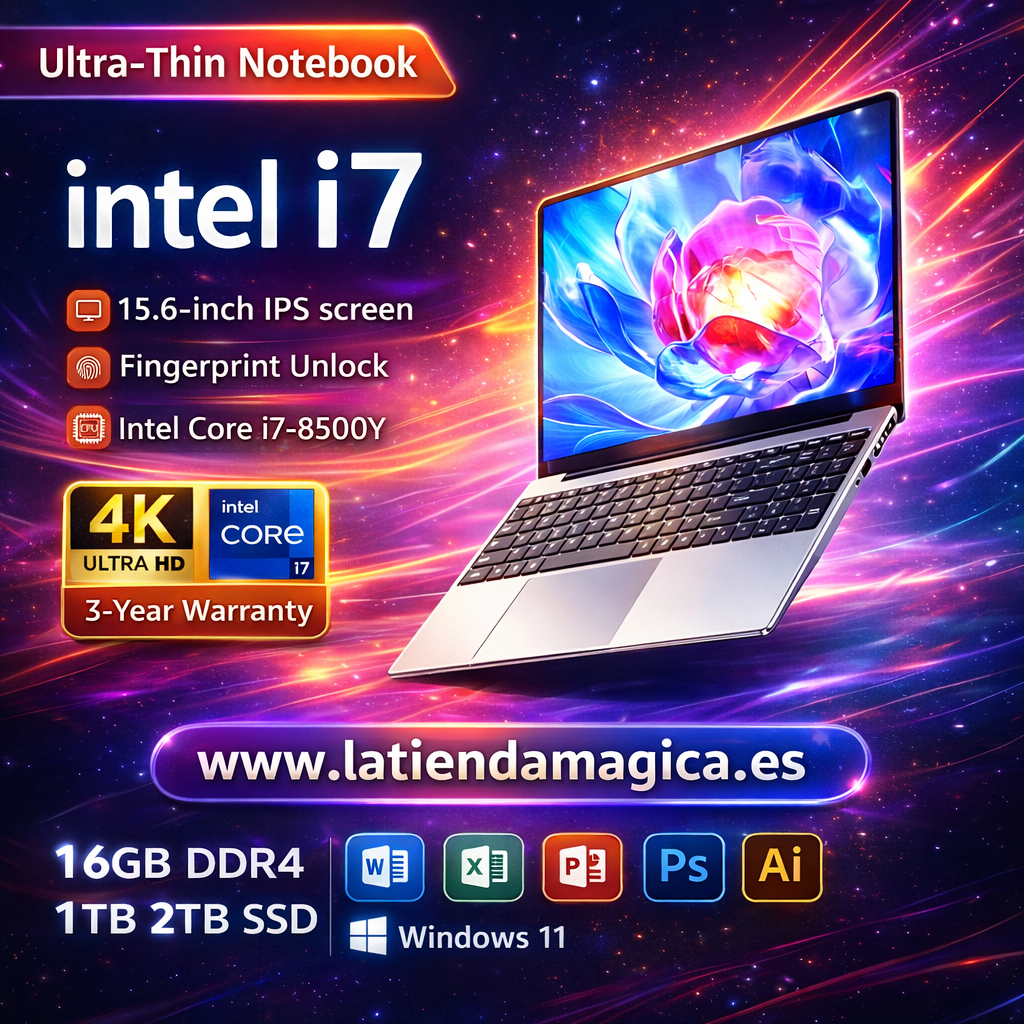 Portátil Intel Core i7-8500Y 15.6" Windows 11 Pro 16GB RAM SSD Gaming Oficina