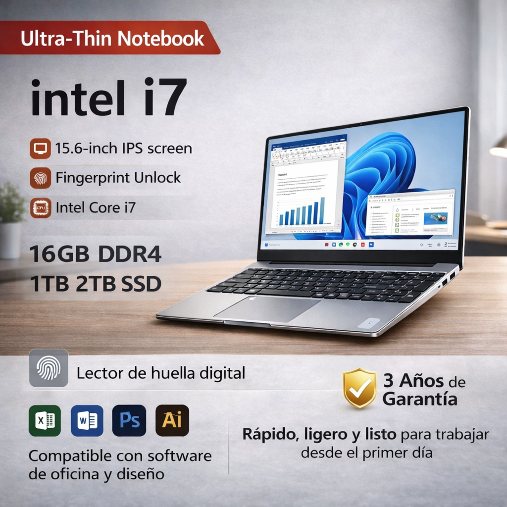 Portátil Intel Core i7-8500Y 15.6" Windows 11 Pro 16GB RAM SSD Gaming Oficina